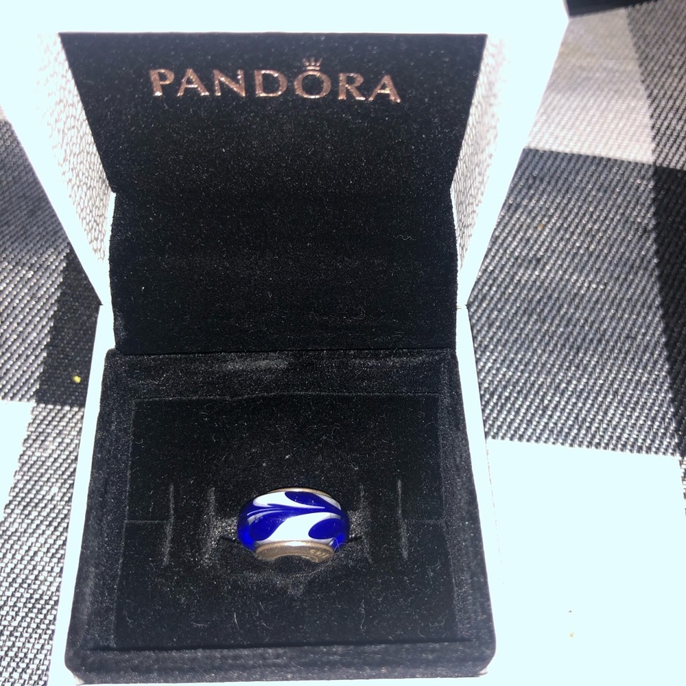 Blue and white Marbled Pandora Charm